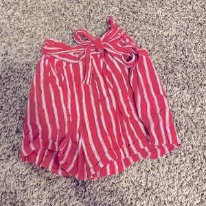 red and white striped shorts